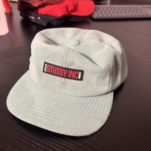 Stussy INC Fleece Strapback Hat Mint Green OSFA Vintage Streetwear Cap